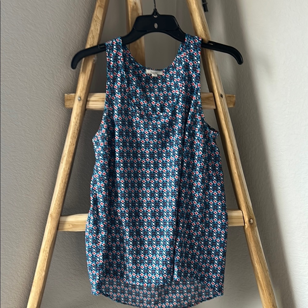 Pleione Floral Tank Top - Blue and Red